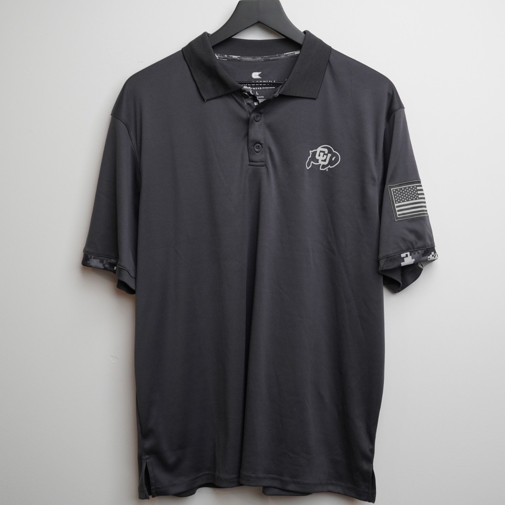 Colorado Buffalo Polo Shirt L Colosseum Dri-Fit Gray Shorts Sleeve Athletic Mens